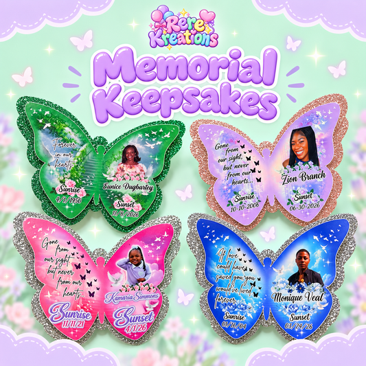 Custom Butterfly Memorial Pins – Personalized Photo Funeral Keepsake | Celebration of Life Favor