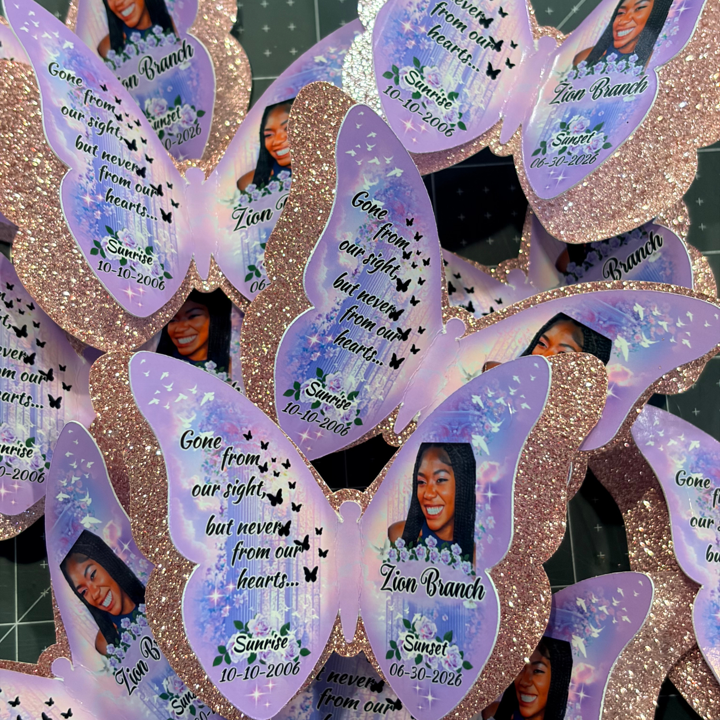 Custom Butterfly Memorial Pins – Personalized Photo Funeral Keepsake | Celebration of Life Favor