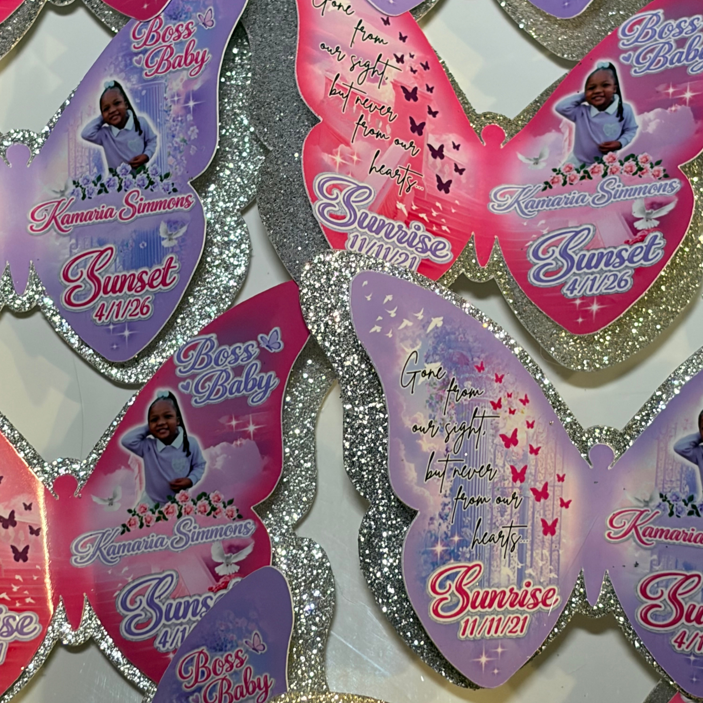 Custom Butterfly Memorial Pins – Personalized Photo Funeral Keepsake | Celebration of Life Favor